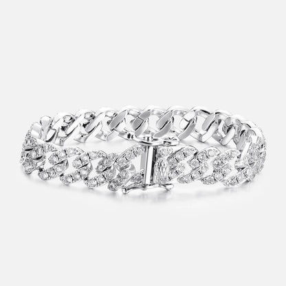 9mm Single Row Zircon Cuban Bracelet