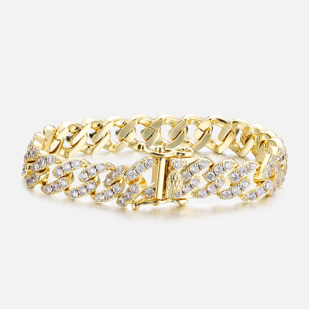 9mm Single Row Zircon Cuban Bracelet