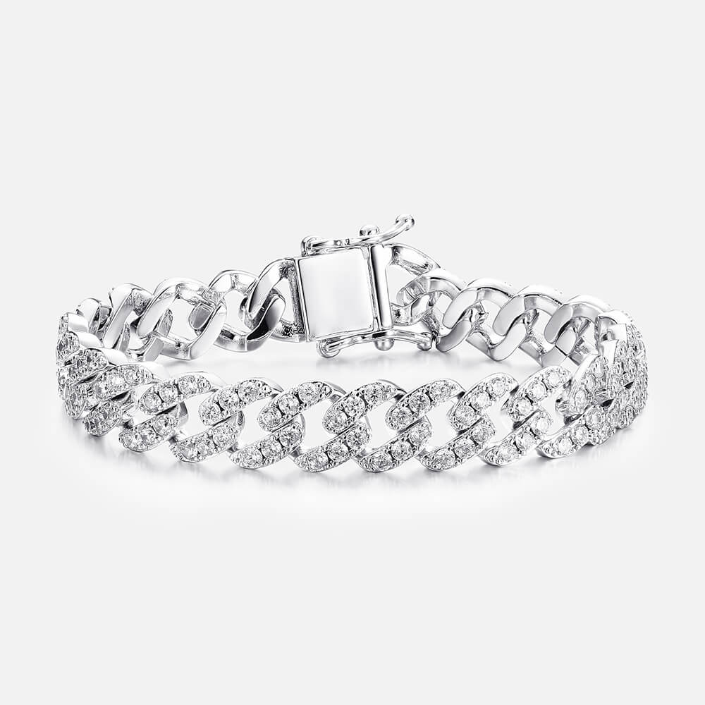 9mm Single Row Zircon Cuban Bracelet