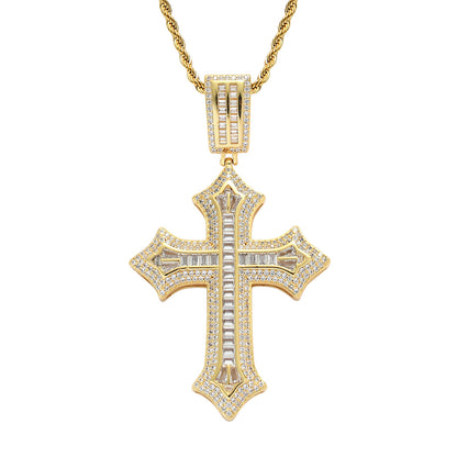 Flower Shaped Cross Hip Hop Pendant