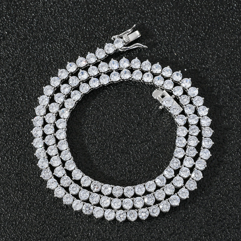 4mm Single Row Diamond Tennis Chain Copper Inlaid Zircon Necklace