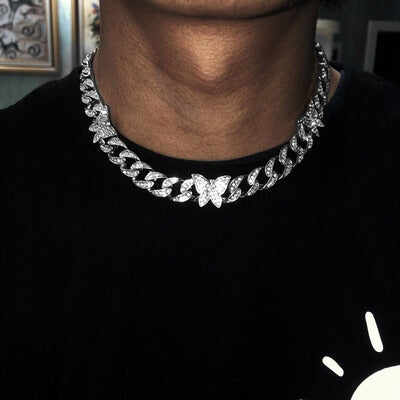12mm Butterfly Cuban Hip Hop Necklace02 | iceremix.com