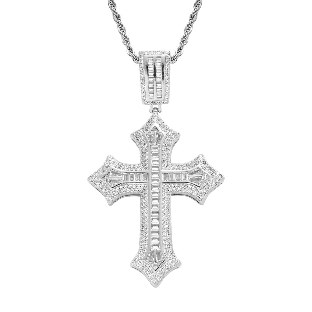 Flower Shaped Cross Hip Hop Pendant