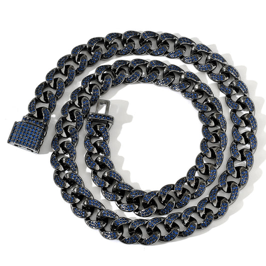 Iced Flip Button Blue Zircon Cuban Bracelet