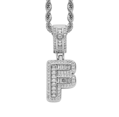 Single English Letter Square Zircon Pendant