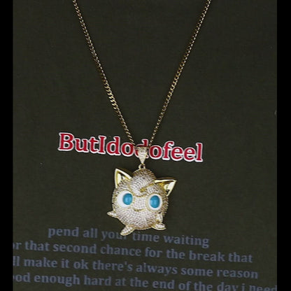 Iced Pokemon Jigglypuff Cartoon Zircon Pendant