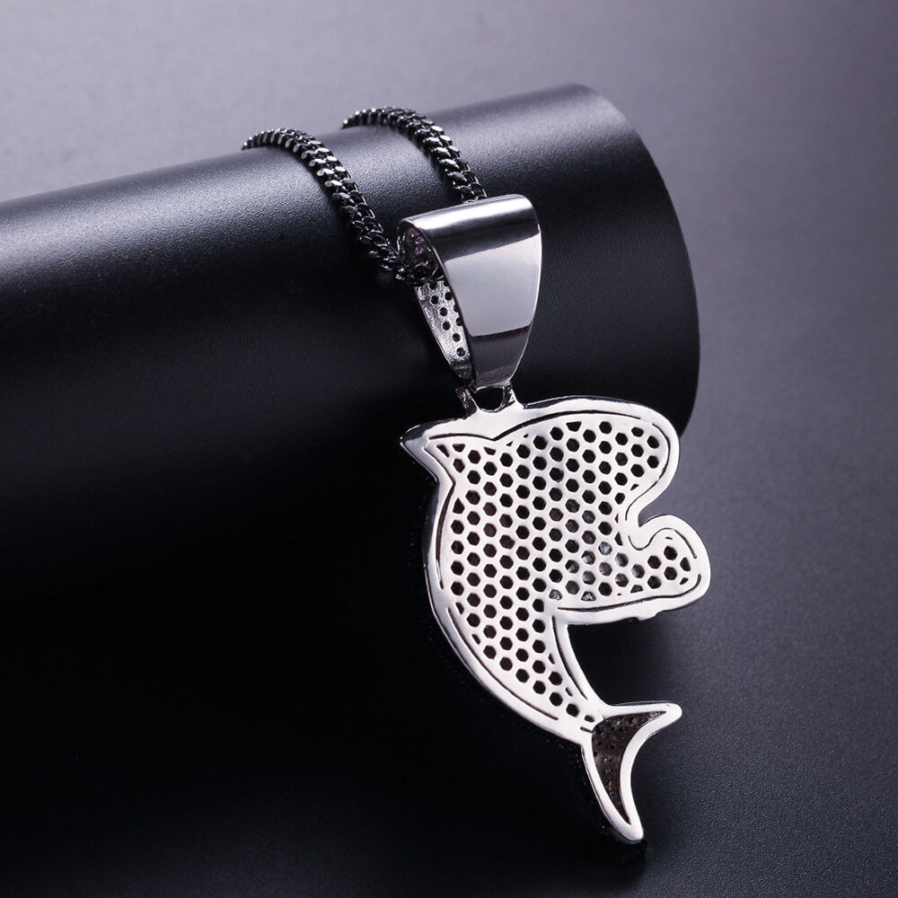 Boxing shark Hip Hop CZ Clavicle Necklace