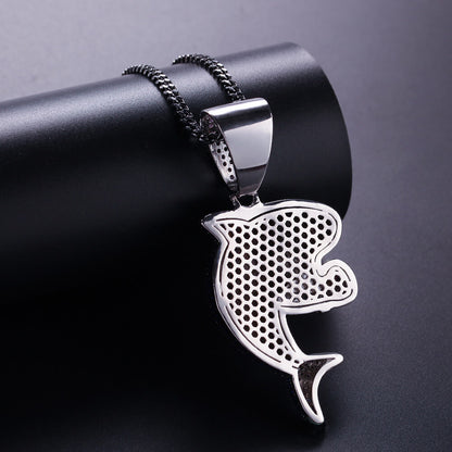 Boxing shark Hip Hop CZ Clavicle Necklace