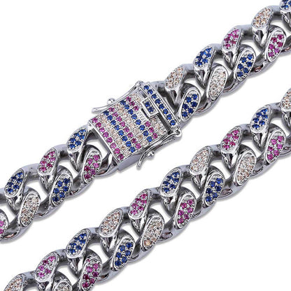 Colorful Zircon Cuban Chain Bracelet