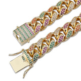 Colorful Zircon Cuban Chain Bracelet