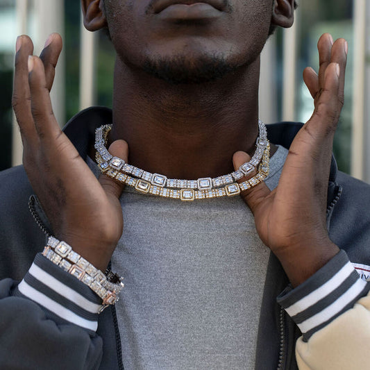 Copper Inlaid Square Zircon Hip-hop Necklace