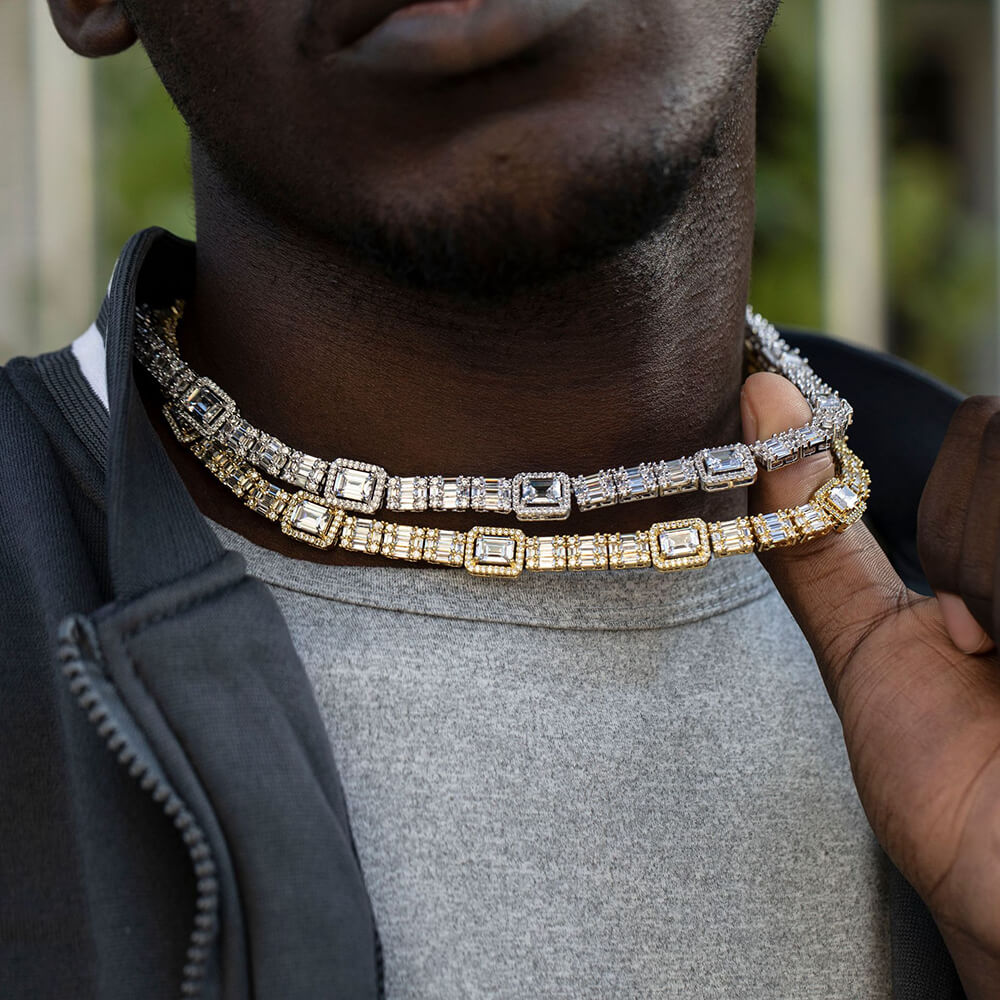 Copper Inlaid Square Zircon Hip-hop Necklace