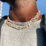 Copper Inlaid Square Zircon Hip-hop Necklace