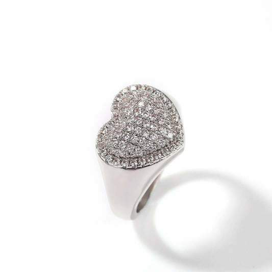 Copper Inlaid Zircon Heart-shaped Couple Ring01 | iceremix.com