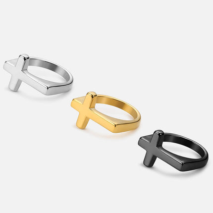 Cross Titanium Steel Hip Hop Ring