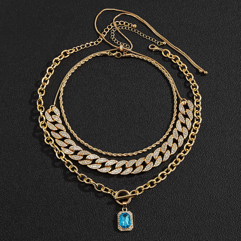 Cuban Chain Twist Chain Multi-layered Necklace