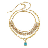 Cuban Chain Twist Chain Multi-layered Necklace01 Gold| iceremix.com