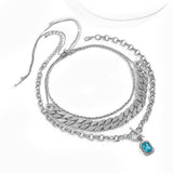 Cuban Chain Twist Chain Multi-layered Necklace03 Silver | iceremix.com