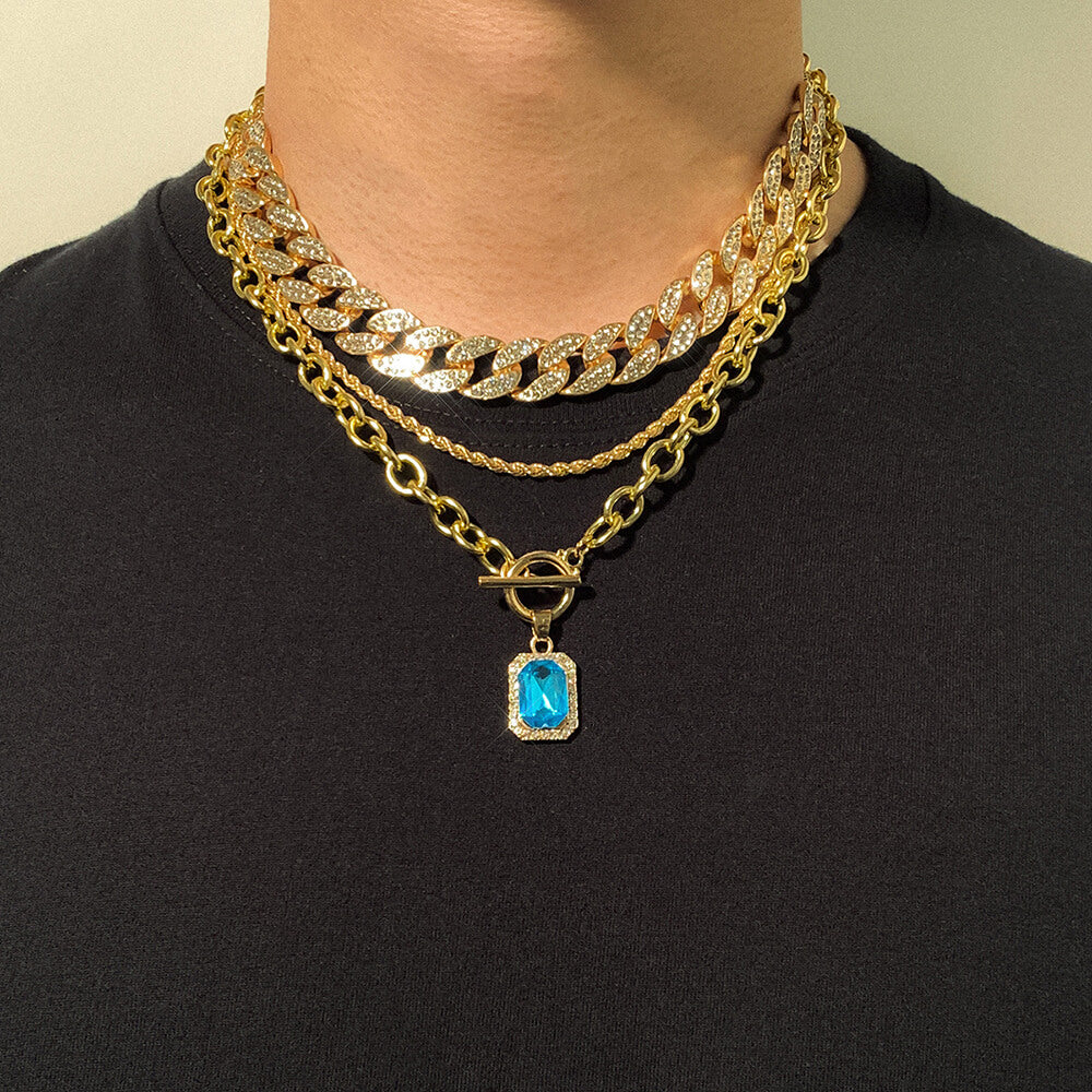 Cuban Chain Twist Chain Multi-layered Necklace02 | iceremix.com