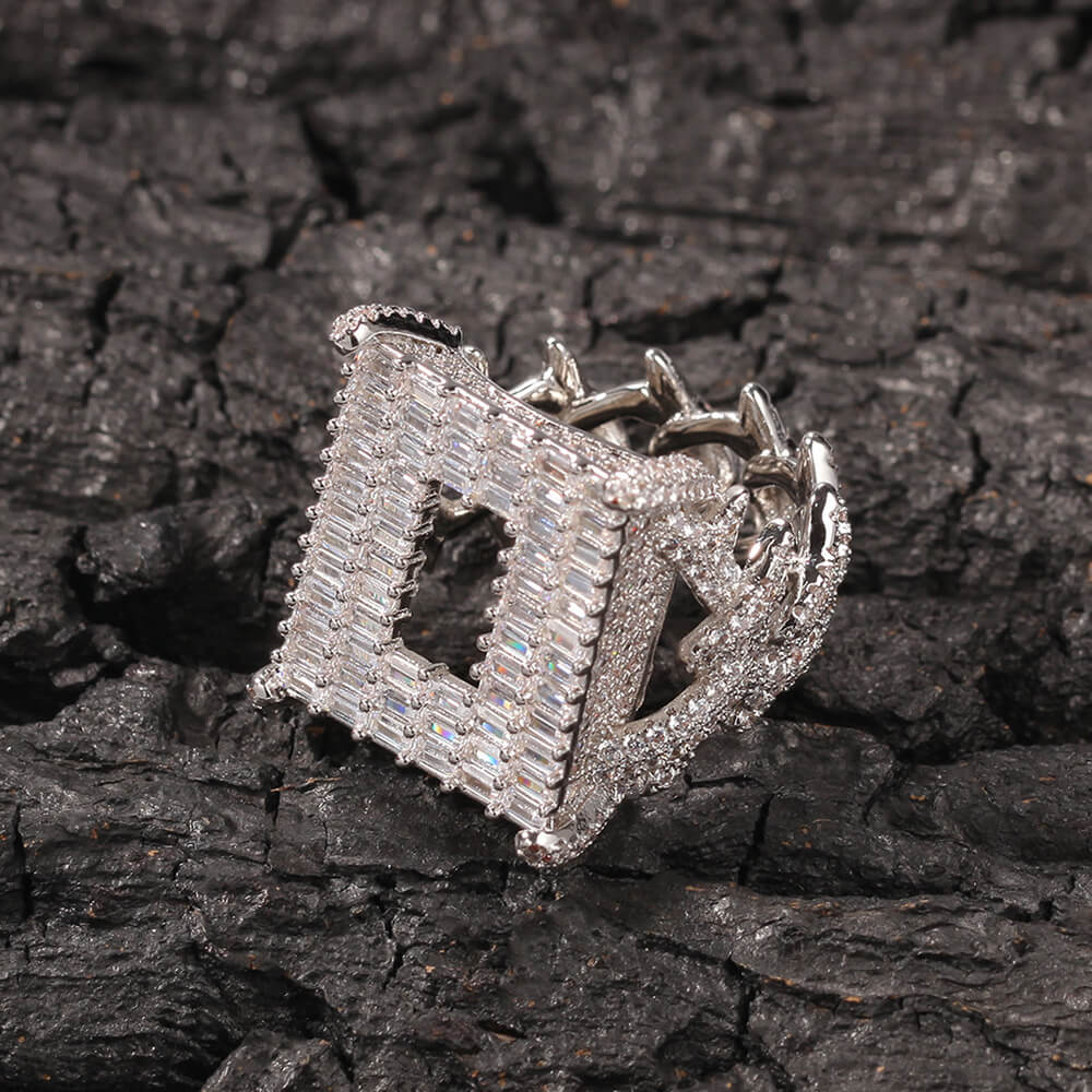 Cubic Zirconia Hollow Men's Ring