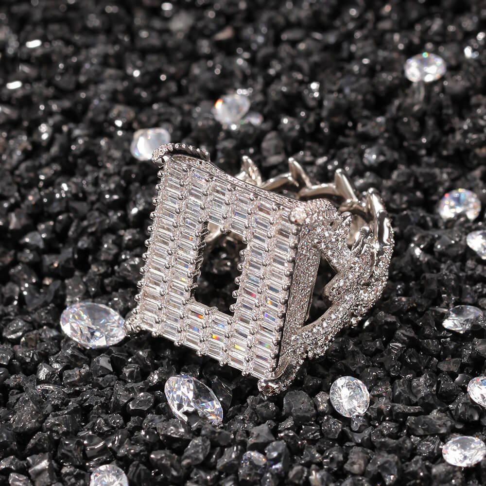 Cubic Zirconia Hollow Men's Ring