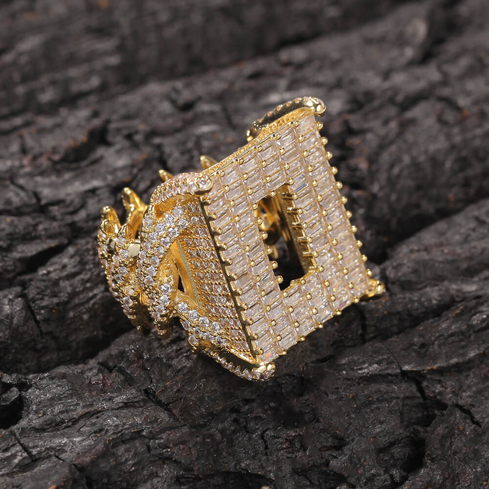 Cubic Zirconia Hollow Men's Ring