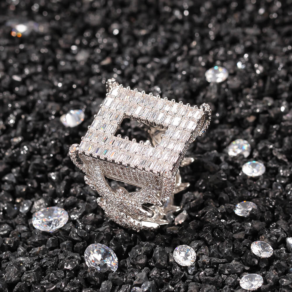 Cubic Zirconia Hollow Men's Ring
