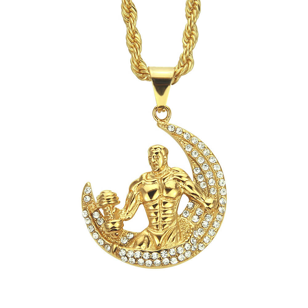 Dumbbell Fitness Muscular Man Hip Hop Pendant
