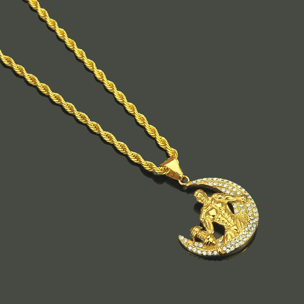 Dumbbell Fitness Muscular Man Hip Hop Pendant