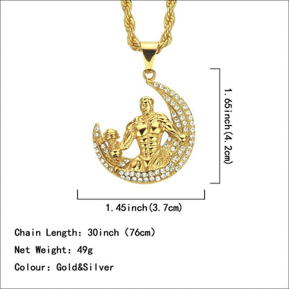 Dumbbell Fitness Muscular Man Hip Hop Pendant