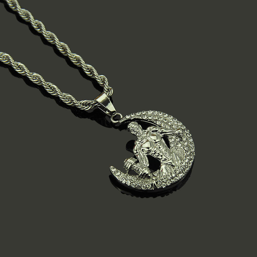 Dumbbell Fitness Muscular Man Hip Hop Pendant