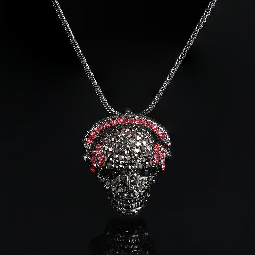 Earphone Skull Pendant With Diamonds