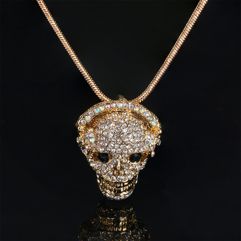 Earphone Skull Pendant With Diamonds