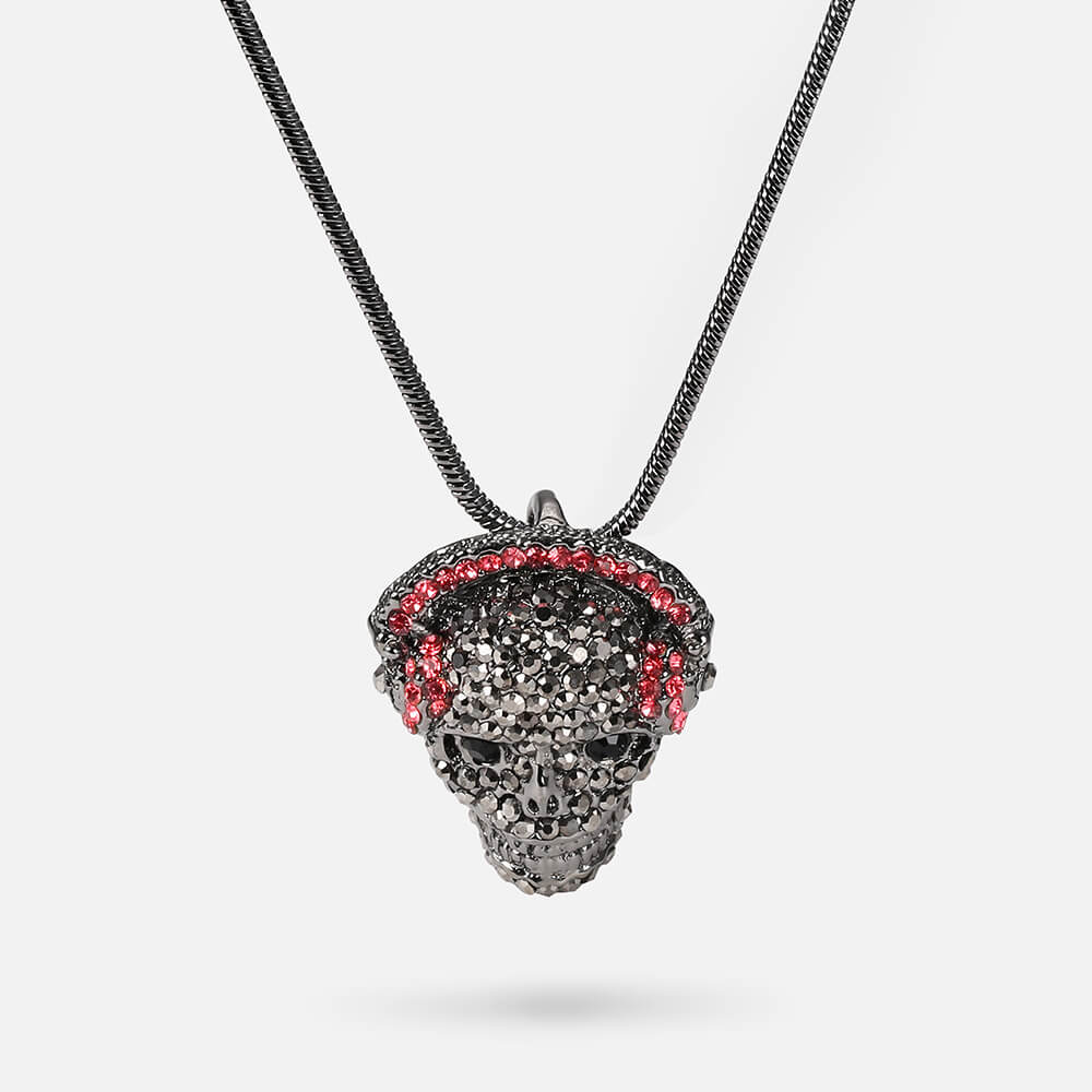Earphone Skull Pendant With Diamonds