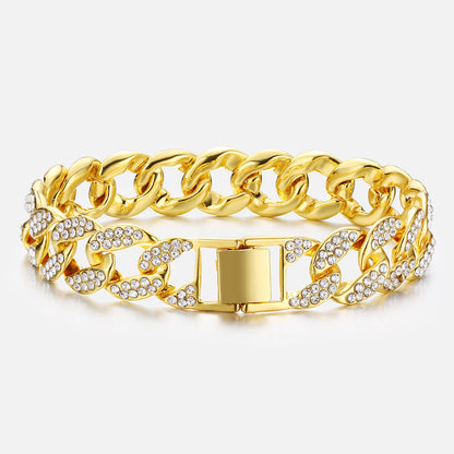 Full Diamond Cuban Men's Gold Bracelet