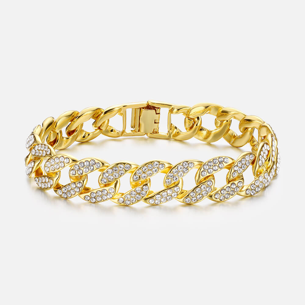Full Diamond Cuban Men's Gold Bracelet
