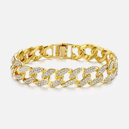 Full Diamond Cuban Men's Gold Bracelet