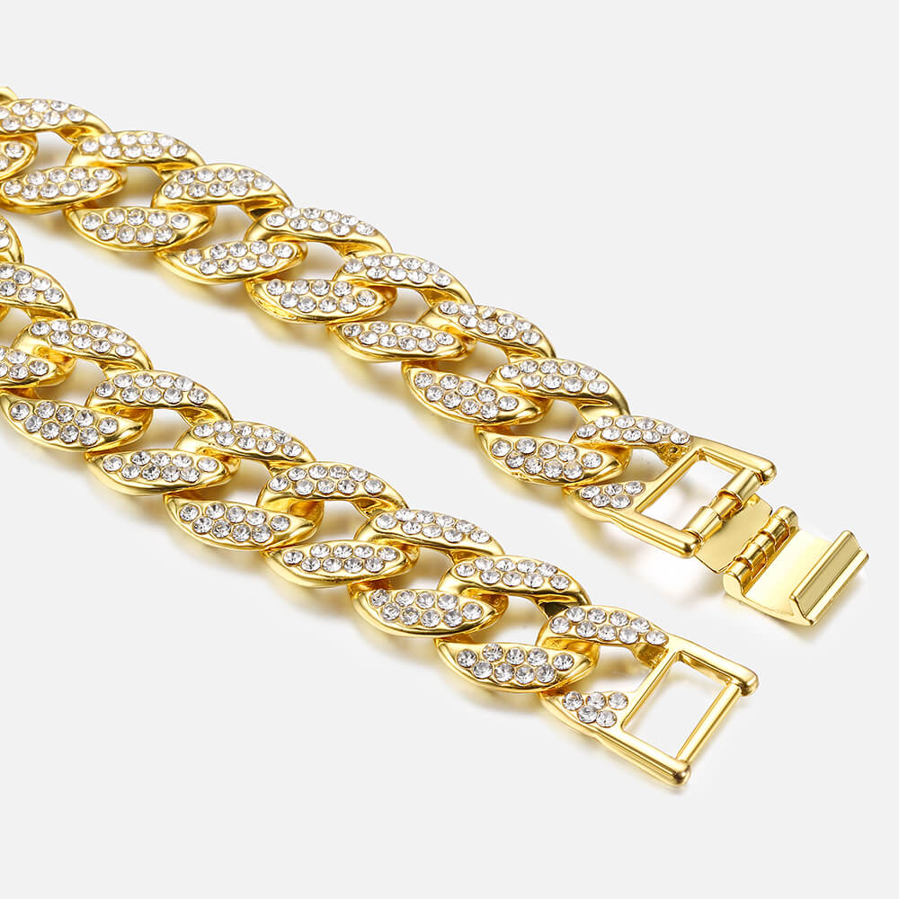 Full Diamond Cuban Men's Gold Bracelet