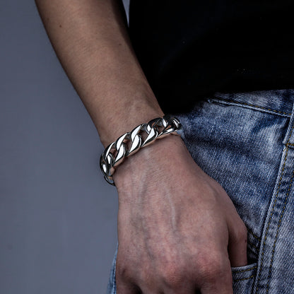 Ghost Pattern Stainless Steel Cuban Bracelet