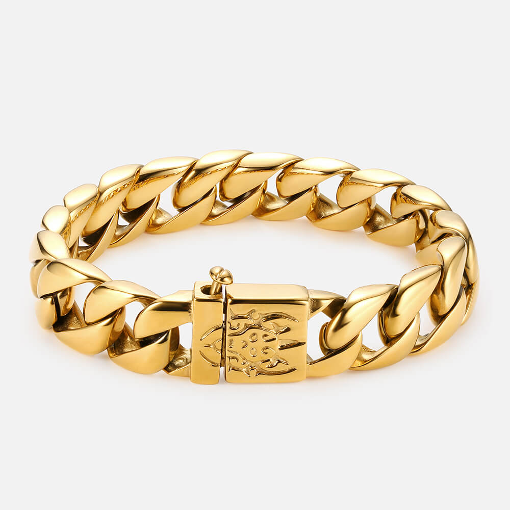 Ghost Pattern Stainless Steel Cuban Bracelet