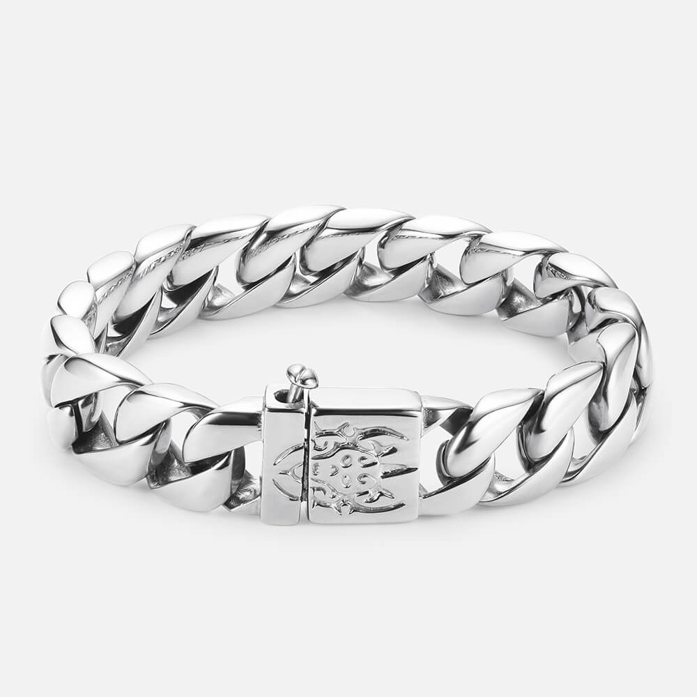 Ghost Pattern Stainless Steel Cuban Bracelet