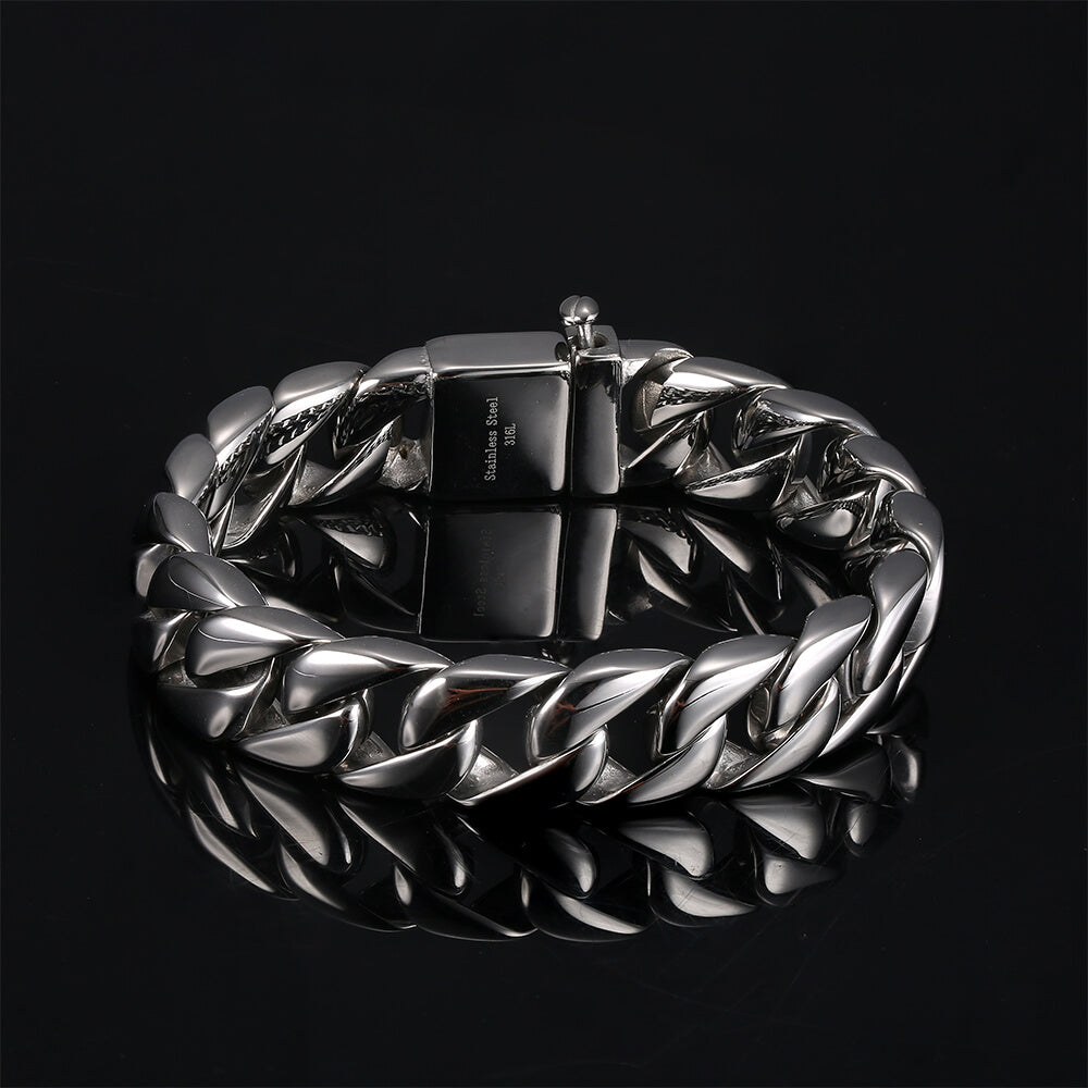 Ghost Pattern Stainless Steel Cuban Bracelet