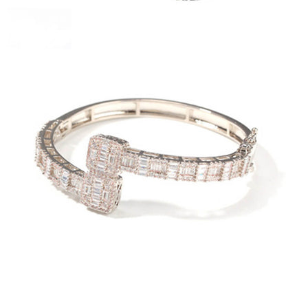 Hip-hop Cubic Zircon Gold Plated Bracelet