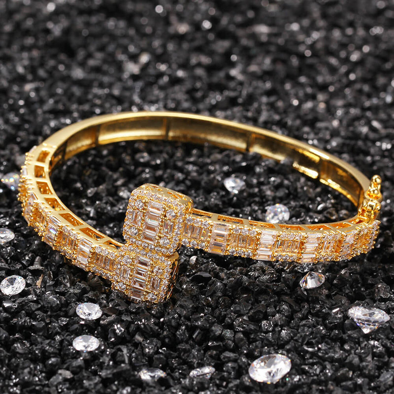 Hip-hop Cubic Zircon Gold Plated Bracelet