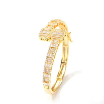 Hip-hop Cubic Zircon Gold Plated Bracelet