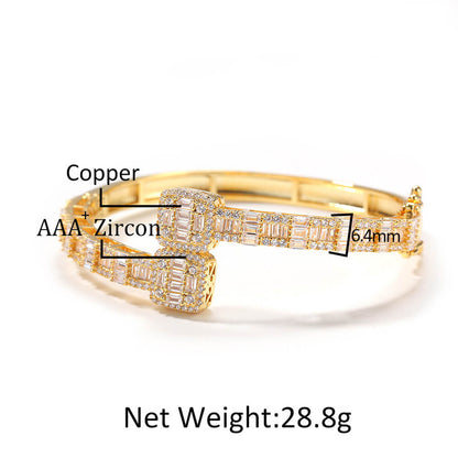 Hip-hop Cubic Zircon Gold Plated Bracelet