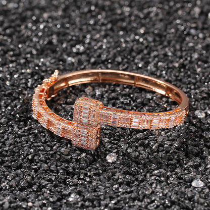 Hip-hop Cubic Zircon Gold Plated Bracelet