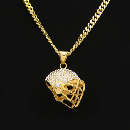 Hip Hop Baseball Football Helmet Stainless Steel Diamond Pendant01 | iceremix.com