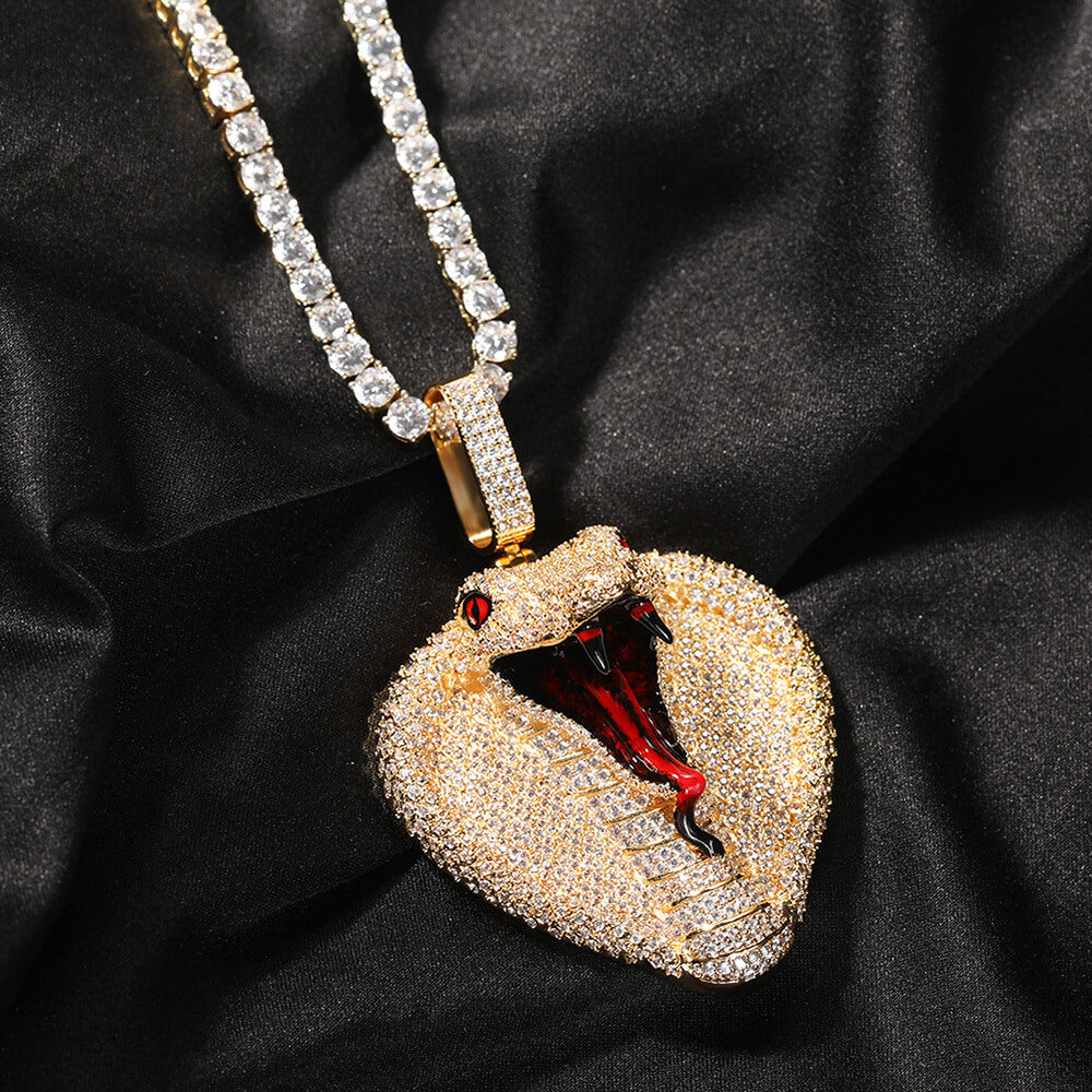 Hip Hop Cobra Copper Inlaid Zircon Pendant