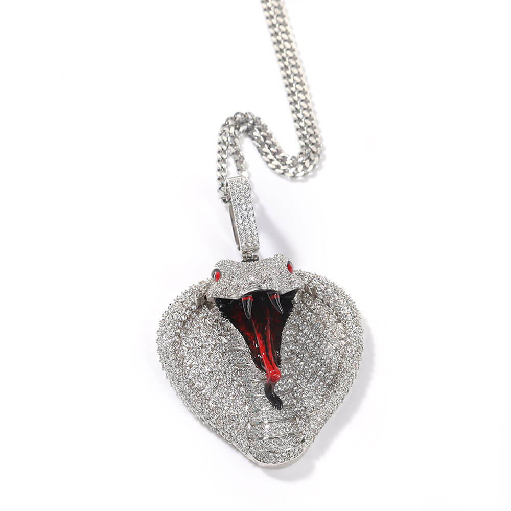 Hip Hop Cobra Copper Inlaid Zircon Pendant